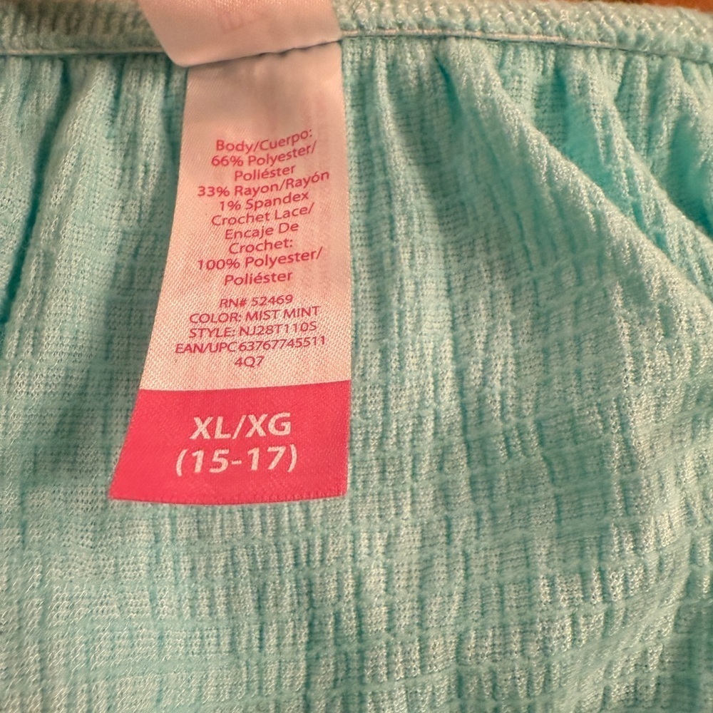 Women's Juniors No Boundaries Aqua Spaghetti Strap Lace Trim Top New with Tag - Picture 8 of 12
